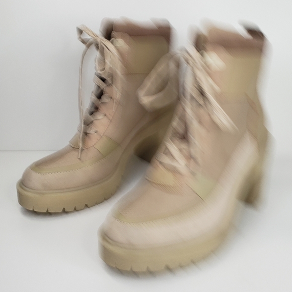 Dolce Vita Collin Dune Leather Nylon Chunky Heel Lace up Combat Boots Sz 9 - Picture 3 of 12